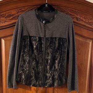 Lauren Vidal Gray and Black Teddy Jacket